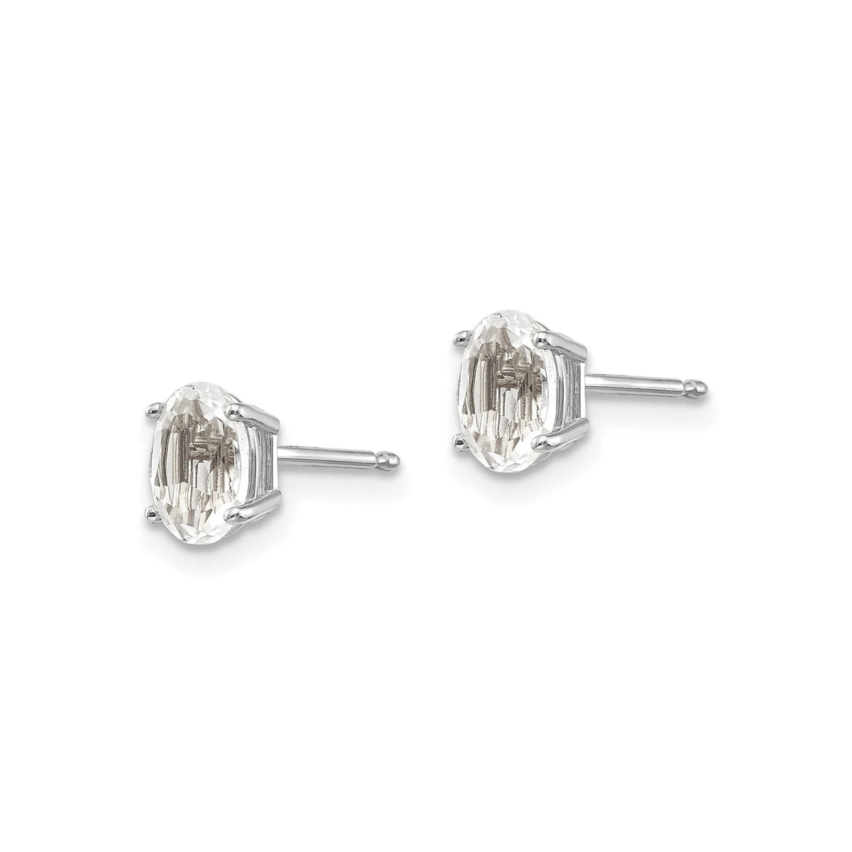 14k Yellow Gold or 14k White Gold 6x4mm Topaz Earrings April Birthstone Studs- Gift Box Included - Ships Next Business Day