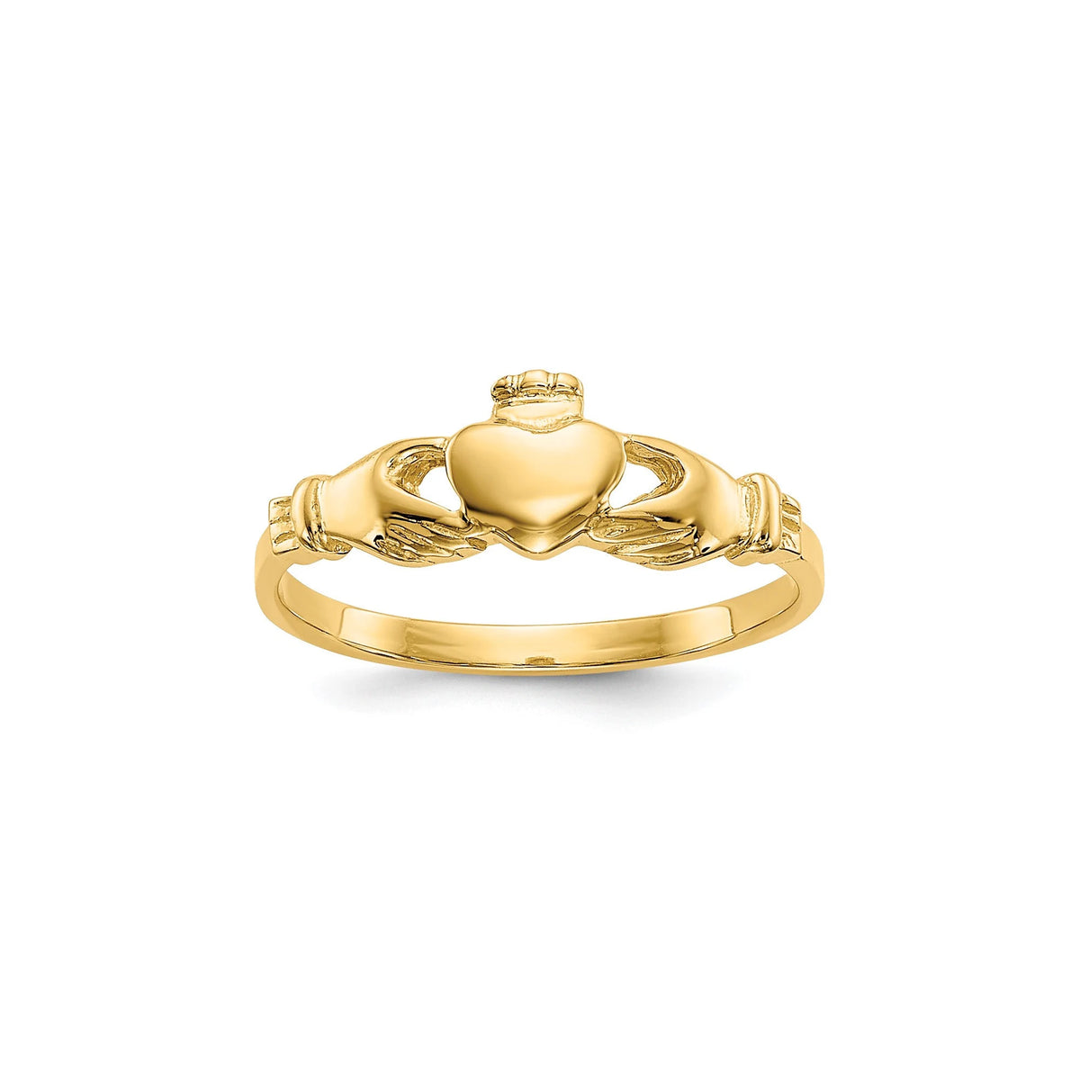 Genuine 14k Claddagh Baby Ring Size 1 Infant Baby Band with Heart - Made in USA - Gift Box Included - Size 1