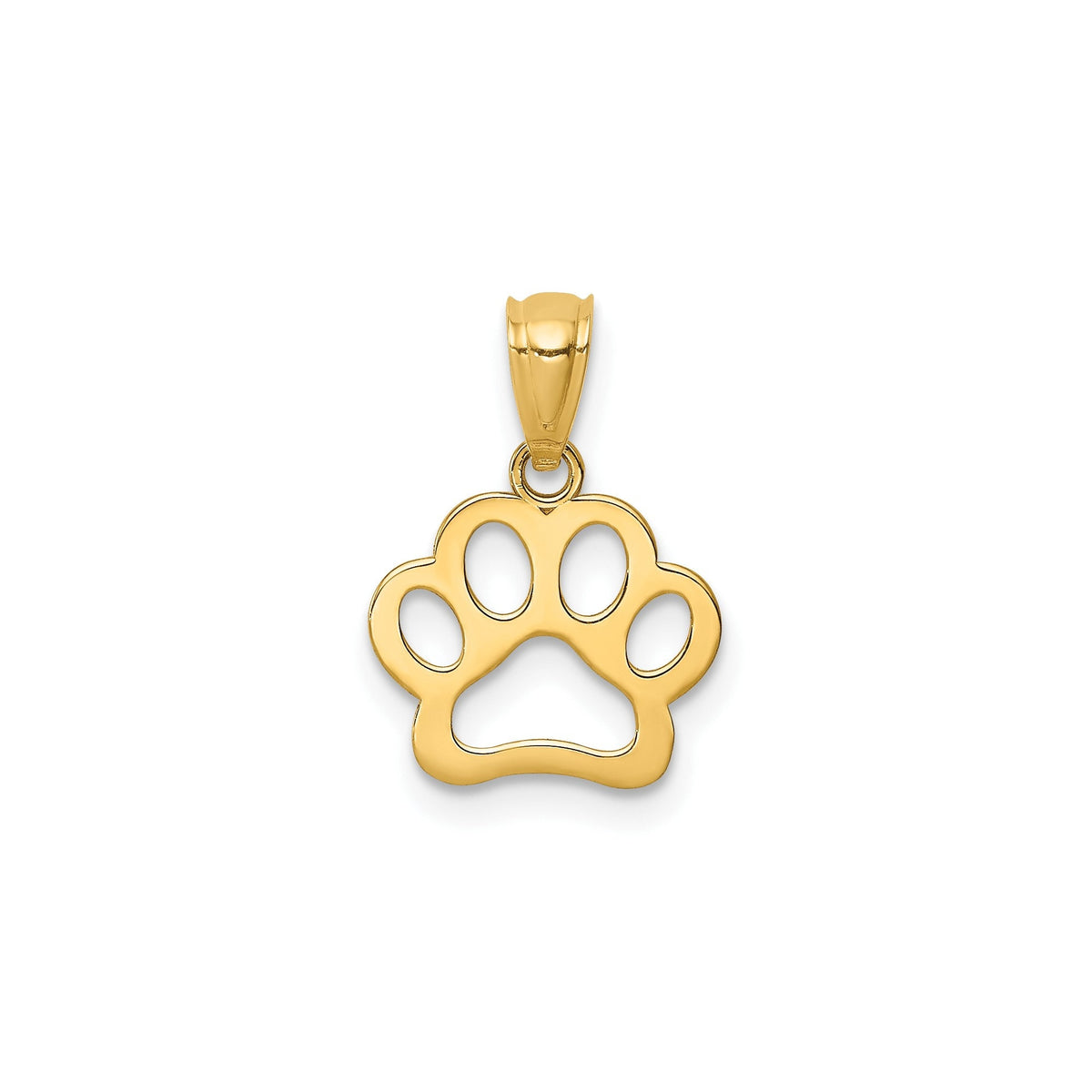 Solid 14K Yellow Gold Dog Paw Pendant Small Size - Gift Box Included