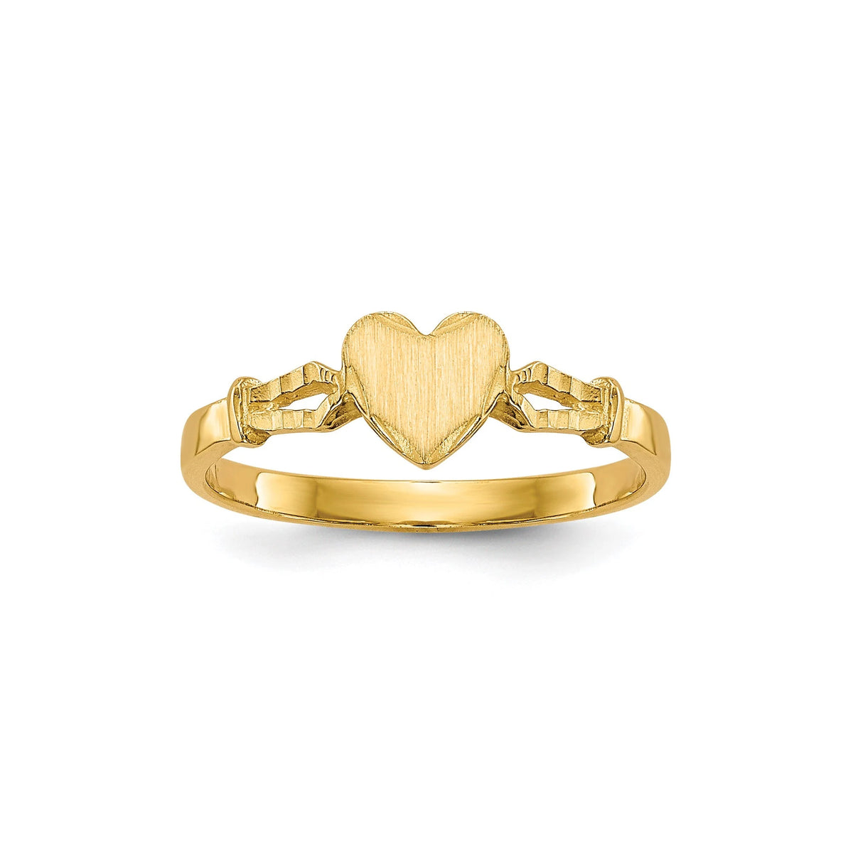 Genuine 14k Yellow Gold Heart Ring Baby Child  Size 1 -5 Baby to  Toddler Size Children's Ring Band with Heart - Gift Box Included