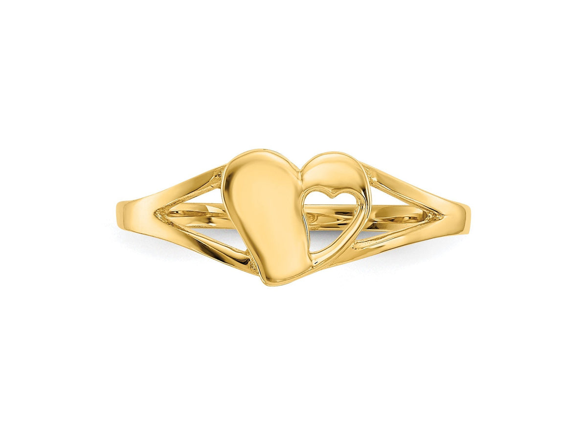 14k Yellow Gold Cut-Out  Heart Baby/Child Ring Size 2 Toddler Size  Ages 1 - 4  Gift Box Included