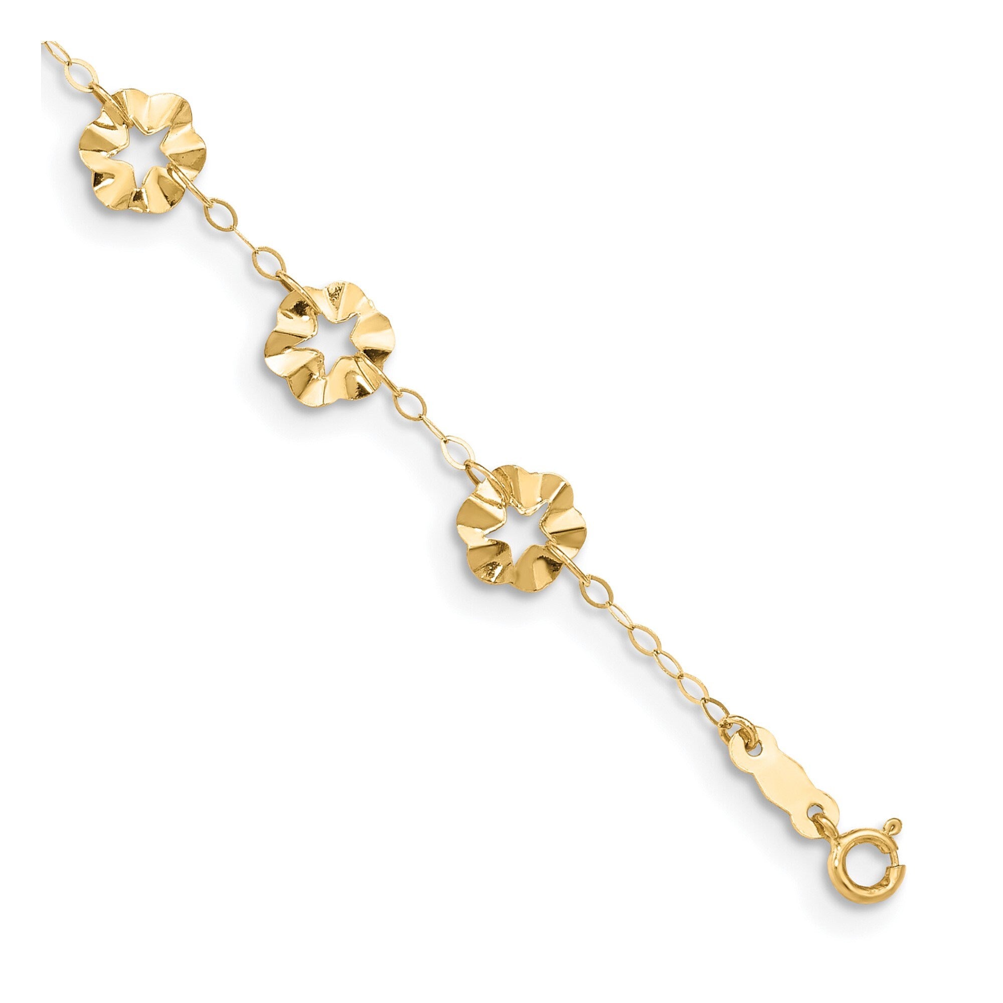 14K Gold Blue Sapphire Flower Diamond Bracelet