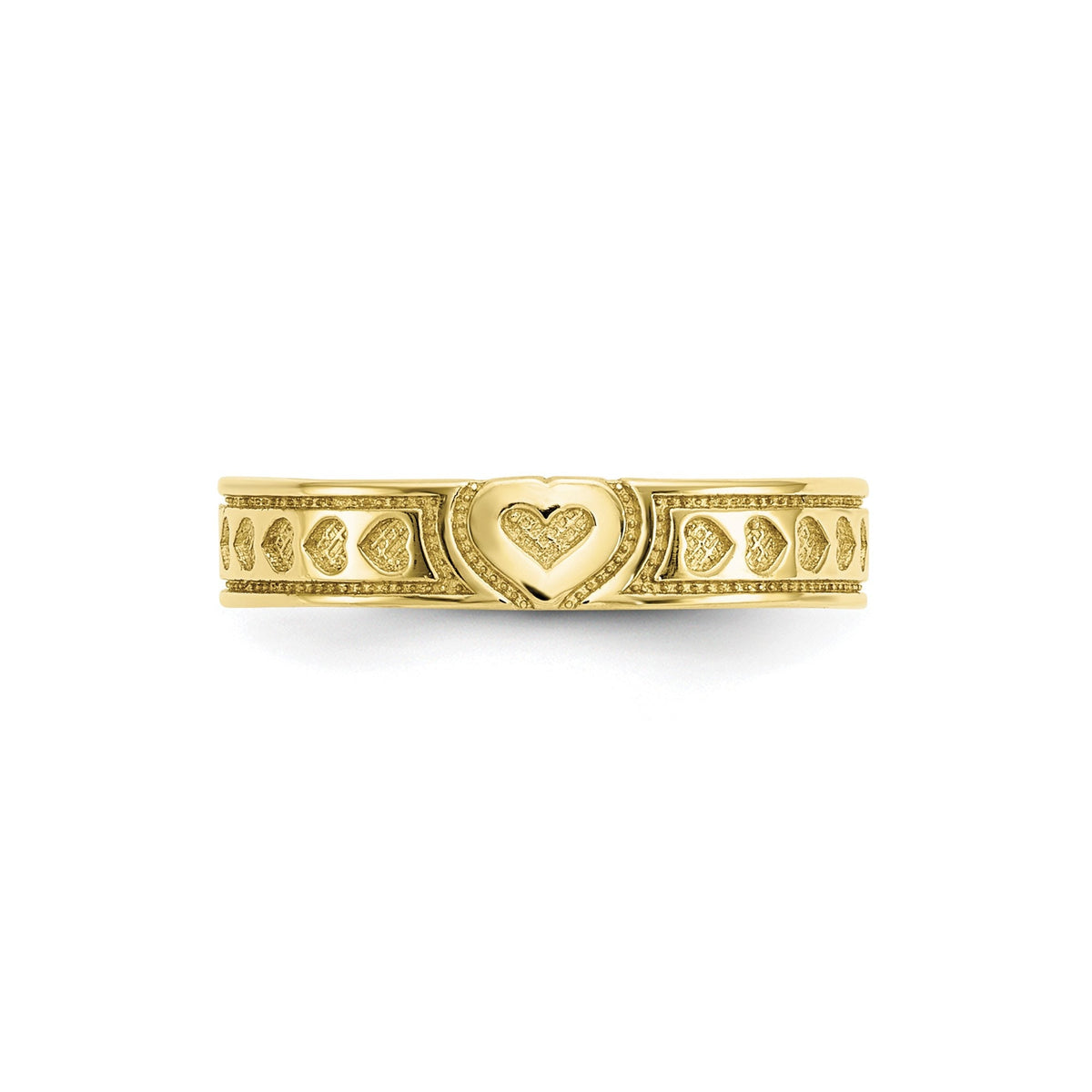 10k Yellow Gold Heart Solid Toe Ring - Gift Box Included - 10k White Gold Toe Ring - Made in USA
