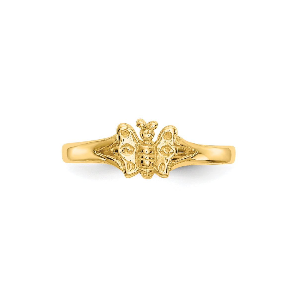 14k Yellow Gold Butterfly Ring Baby to Toddler / Band Size 1- 4 (1-5 year olds) Toddler Size Children's Ring Band