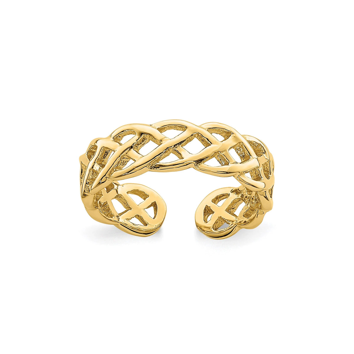 14k Yellow Braided Toe Ring 4.35mm Band  - Gift Box Included - Made in U.S.A.