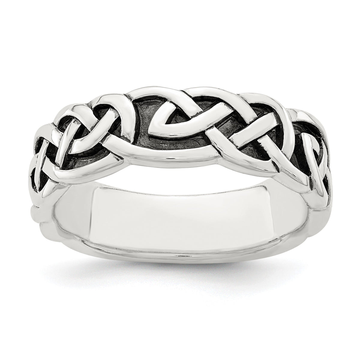Womens Antiqued Celtic Knot Band Ring in Sterling Silver Claddagh Ring Sizes 6-8 -Gift Box Included