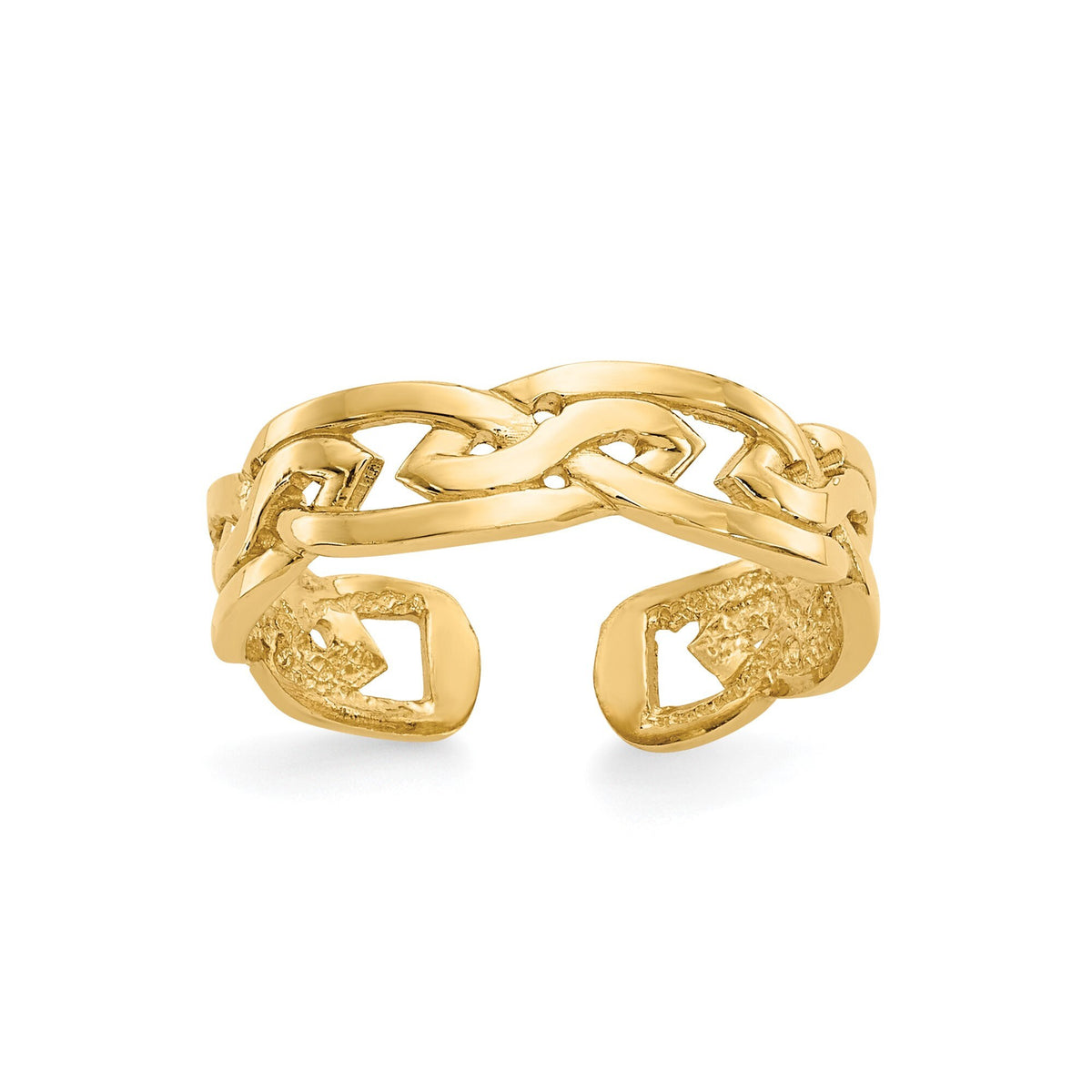 14k Yellow Gold Weave Toe Ring 4mm Band  - Gift Box Included - Made in U.S.A. - Solid 14k Gold (Not Plated or Filled)