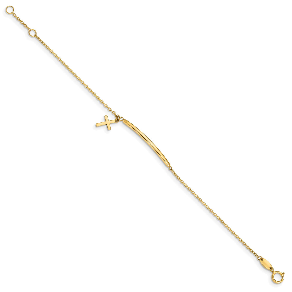 Baby to Toddler 14k Yellow Gold Personalized Cross Bracelet - 5.5 inches Baby to Toddler Size - Gift Box Included