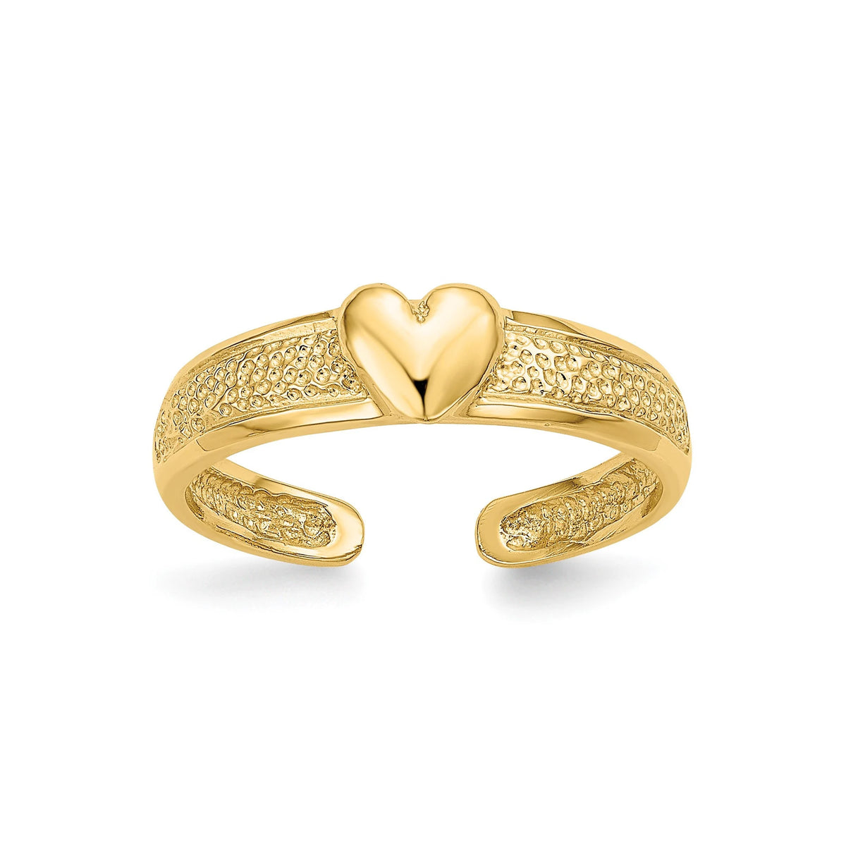 14k Yellow Gold Puff Heart Adjustable Toe Ring 4 to 5mm - Gift Box Included - Made in USA