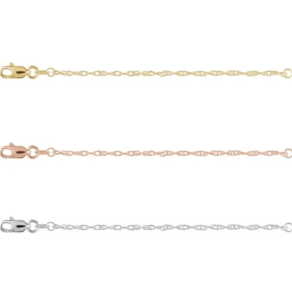 14k White Gold 3 Inch Chain Necklace Extender 