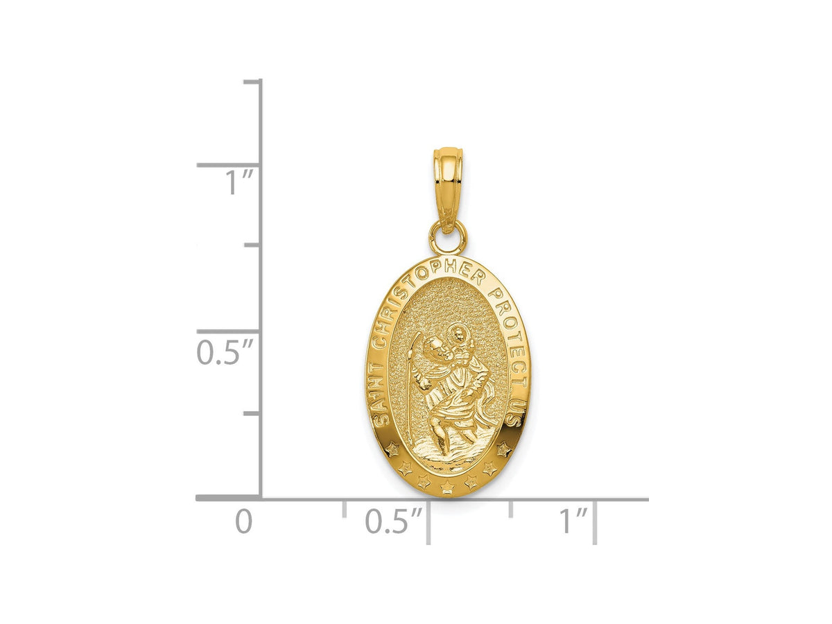 14k Yellow Gold Saint Christopher Medal /St. Christopher Medal / Patron of Travel Charm / Engraving Available /Made in USA / With Gift Box