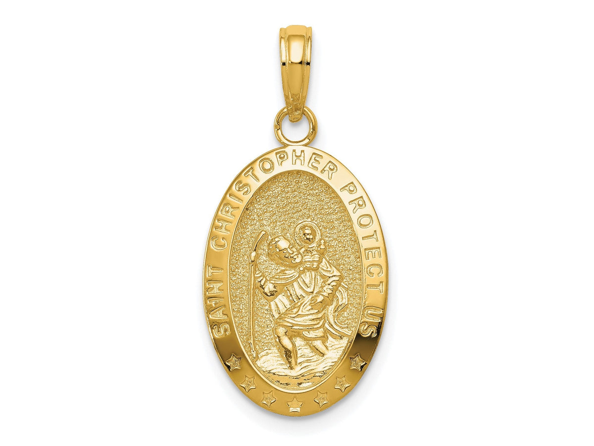 14k Yellow Gold Saint Christopher Medal /St. Christopher Medal / Patron of Travel Charm / Engraving Available /Made in USA / With Gift Box