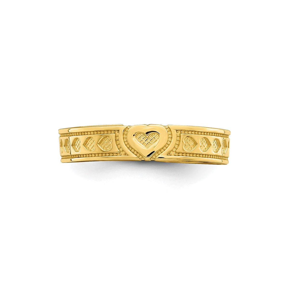 14k Yellow Gold Engraved Heart Adjustable Toe Ring  Band (Not Plated or Filled) Genuine 14k Yellow Gold - Gift Box Included - Made in USA