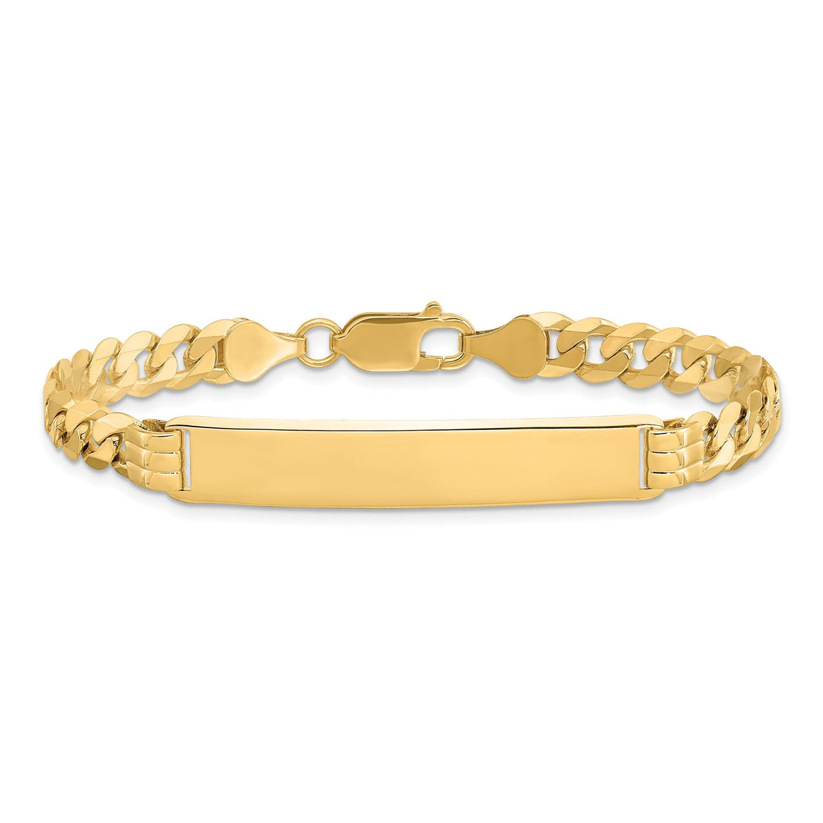 Solid 14K Gold ID Bracelet 7.5mm / Nameplate Bracelet / Solid Gold Cuban Link Bracelet / Personalized Gold Bracelet / Engraved Bar /Gift Box