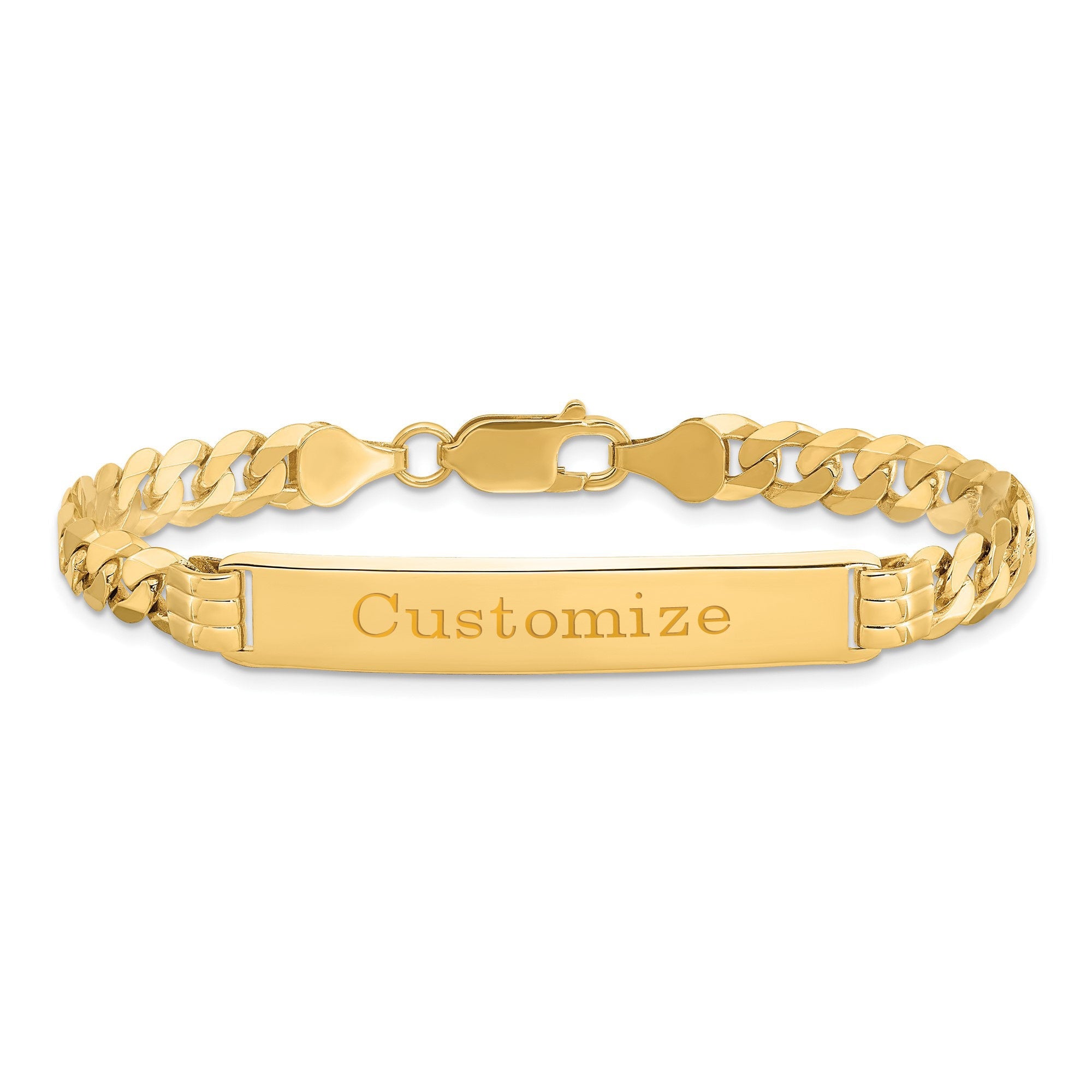 Solid Yellow Gold Nameplate Kids Bracelet With Standard Chain | Wanderlust  + Co