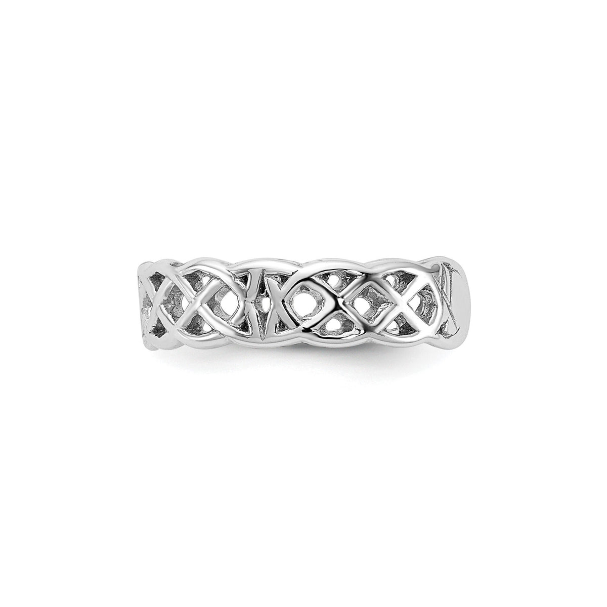 14k White Gold Fancy Design Toe Ring mm Band 4mm  - Gift Box Included - Made in USA - White Gold Toe Ring / Solid 14k White Gold Toe Ring