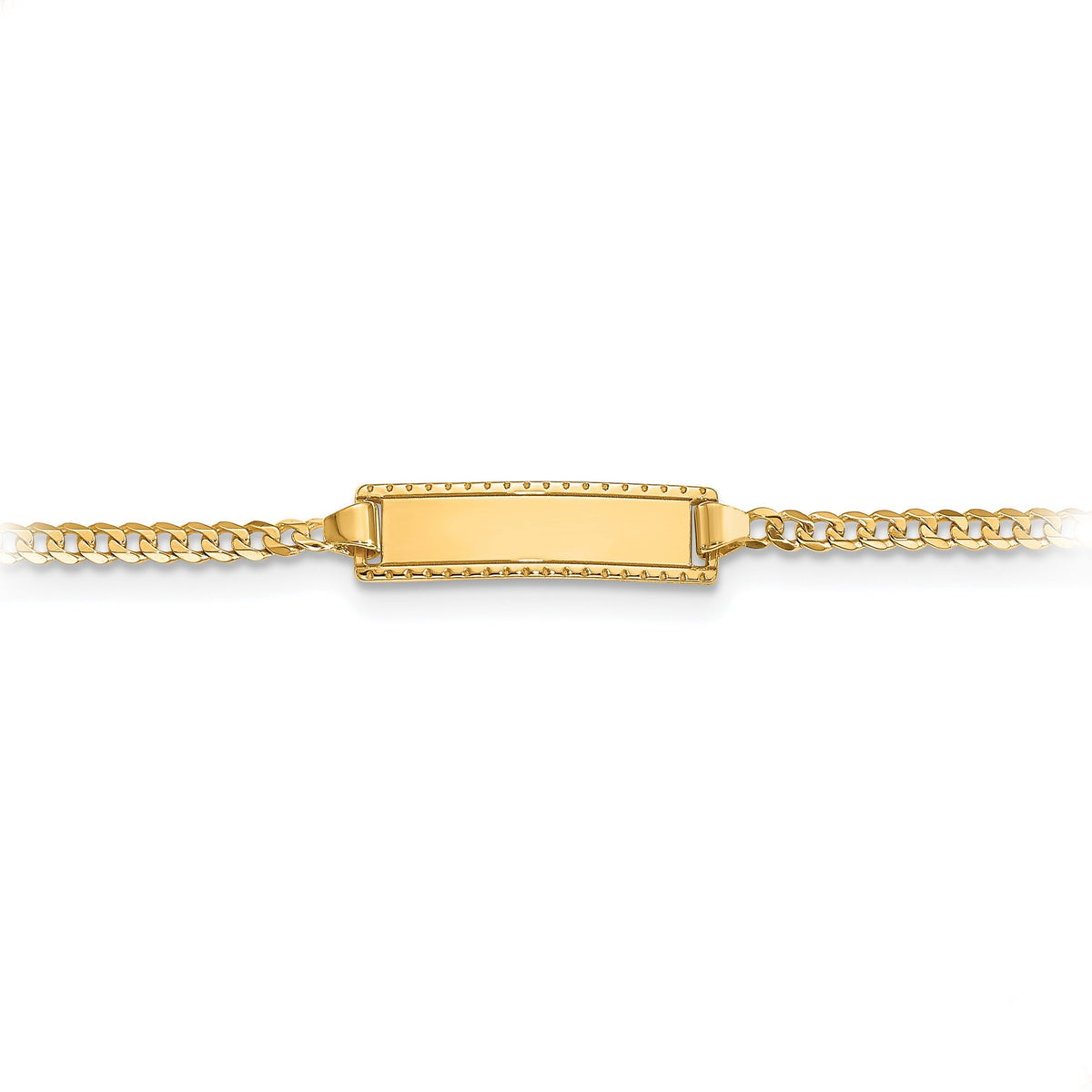 Baby to Toddler 10k Yellow Gold Personalized ID Curb Bracelet - 6 inches  Front & Back with Engraving ( 8 Characters) Baby-Toddler Size 5mm