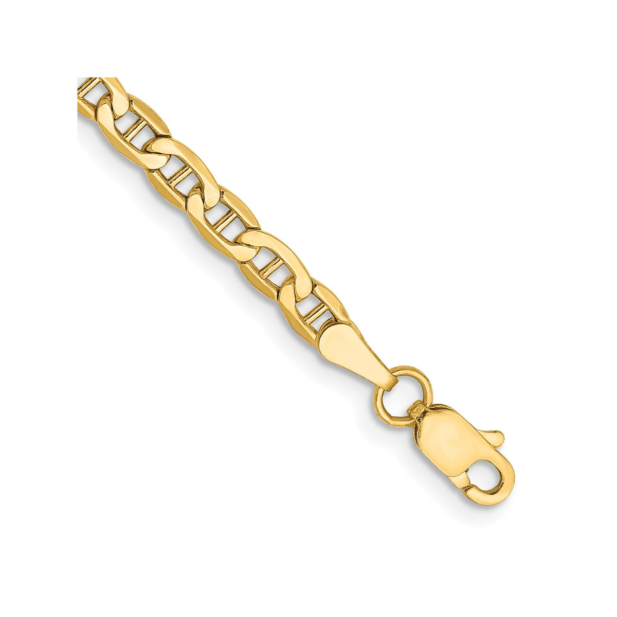 14k Yellow Gold Anchor Chain Anklet 3.2mm Gold Ankle Bracelet - Gift Box Included - Genuine 14k Gold (Not Plated or Filled)