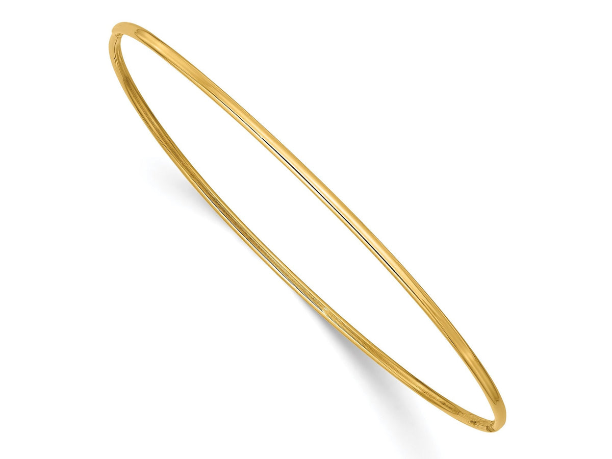 14k Yellow Gold 1.5mm Polished Slip-on Bangle Bracelet Gift Box Included