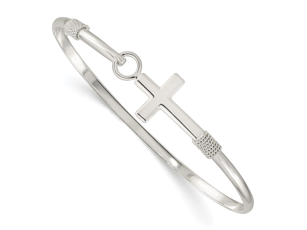 Sterling Silver Cross Design Cuff Bangle 8 Grams / Gift Box Included / Ships Next Business Day