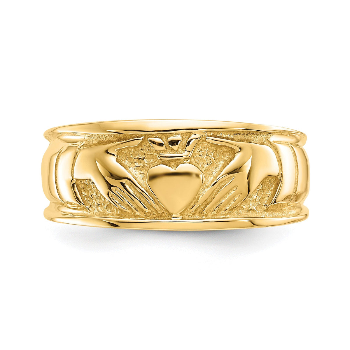 Womens Claddagh Ring Celtic Band available in 14k Yellow Gold & 10k Yellow Gold -Gift Box Included - Made in USA