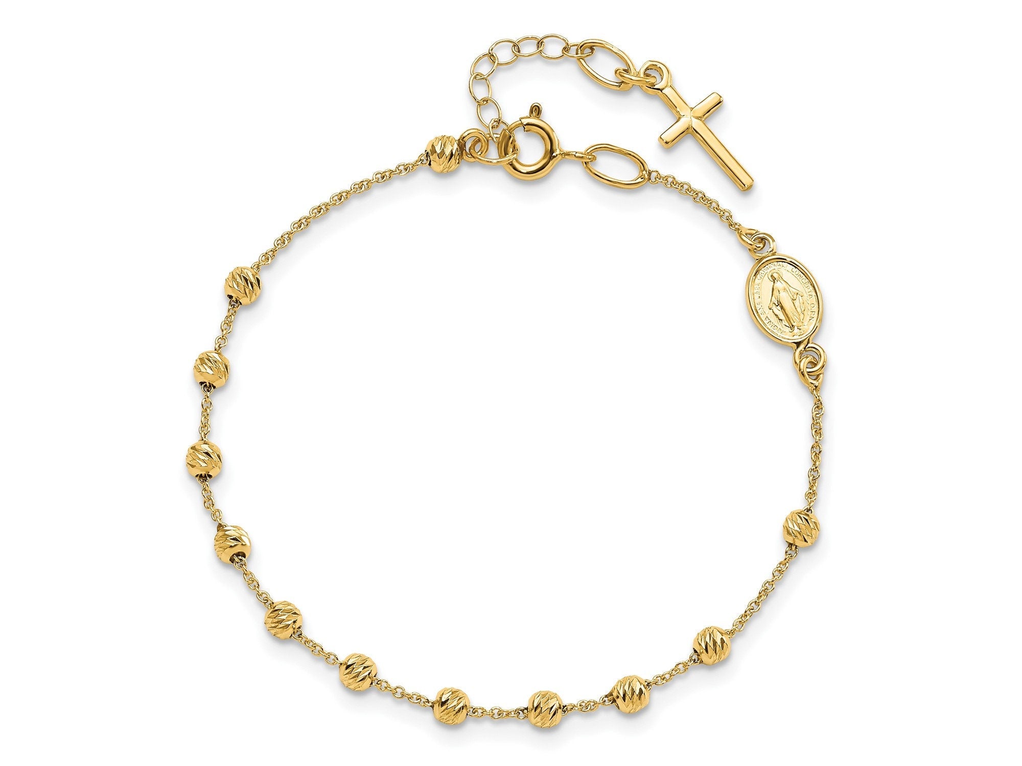 18k Yellow Gold Bead & Cross Bracelet – Exeter Jewelers