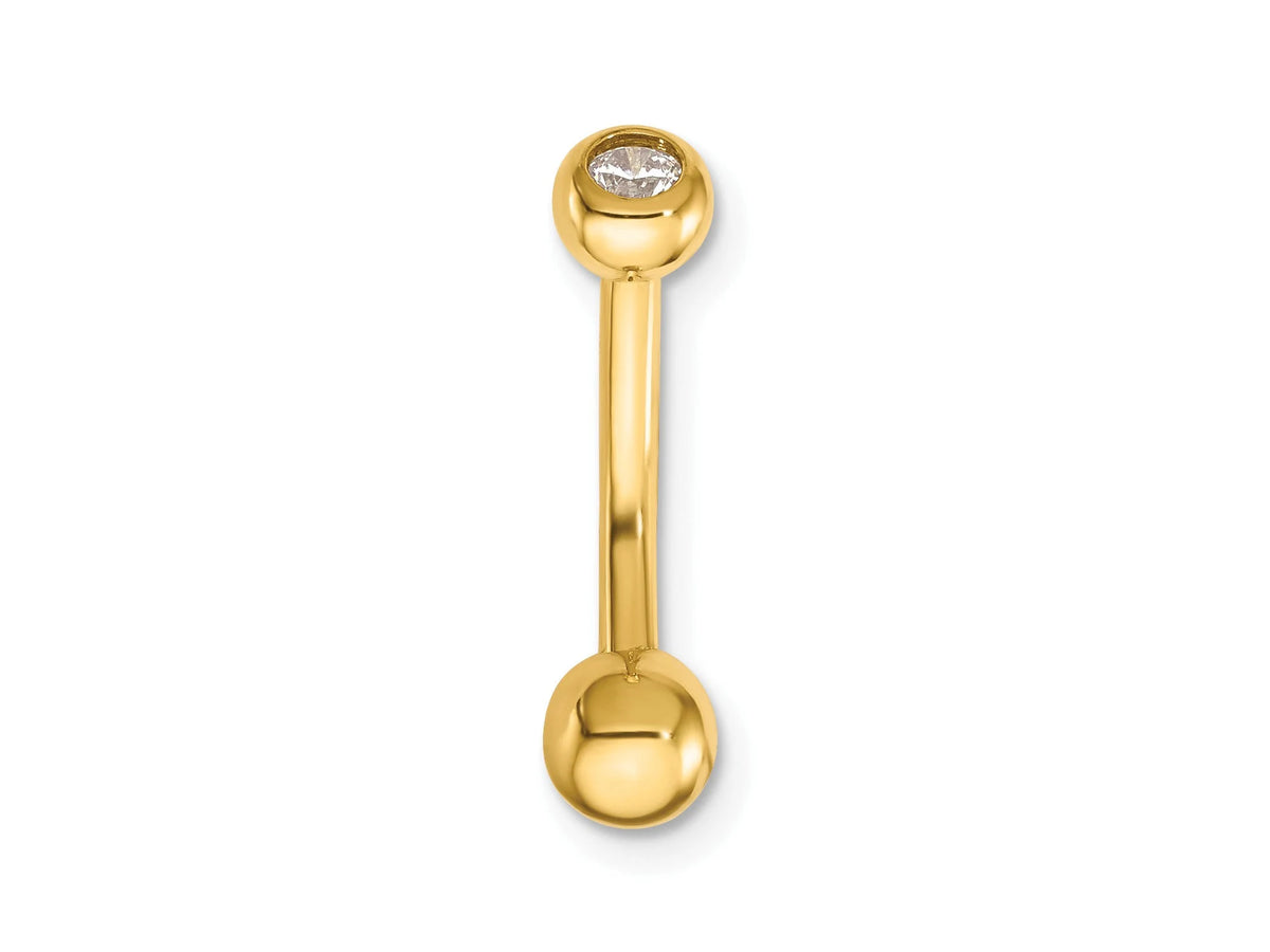 Solid 14k Yellow Gold 14 Gauge Polished CZ Belly Ring / 14k Belly Button Ring / Gold Navel Ring / Belly Ring Real Gold Gift Box Included
