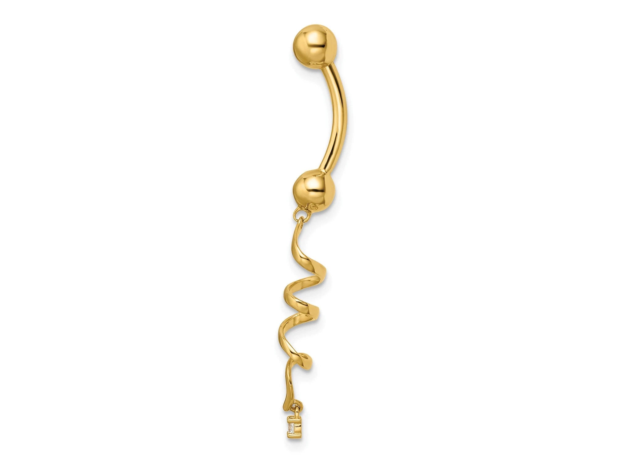 14k Solid White Gold Belly Button CZ Navel Ring Body Art – Ritastephens