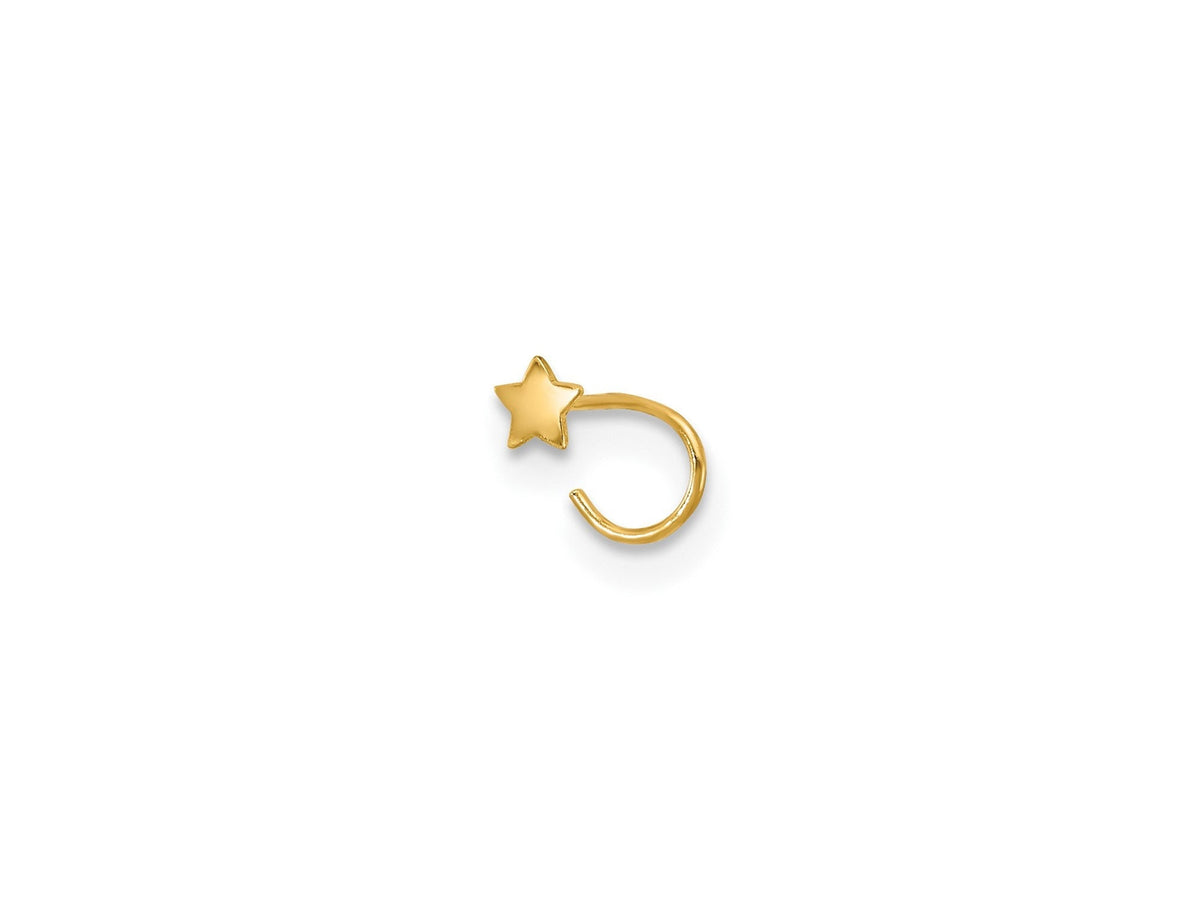 14k Yellow Gold 23 Gauge Star Nose Ring Body Jewelry Gift Box Included / 14k Star Nose Ring