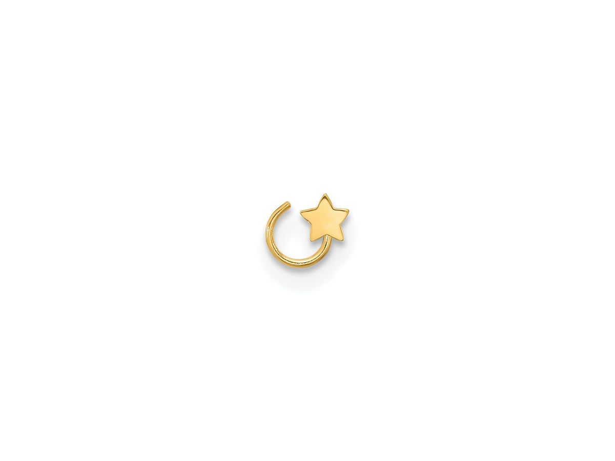 14k Yellow Gold 23 Gauge Star Nose Ring Body Jewelry Gift Box Included / 14k Star Nose Ring