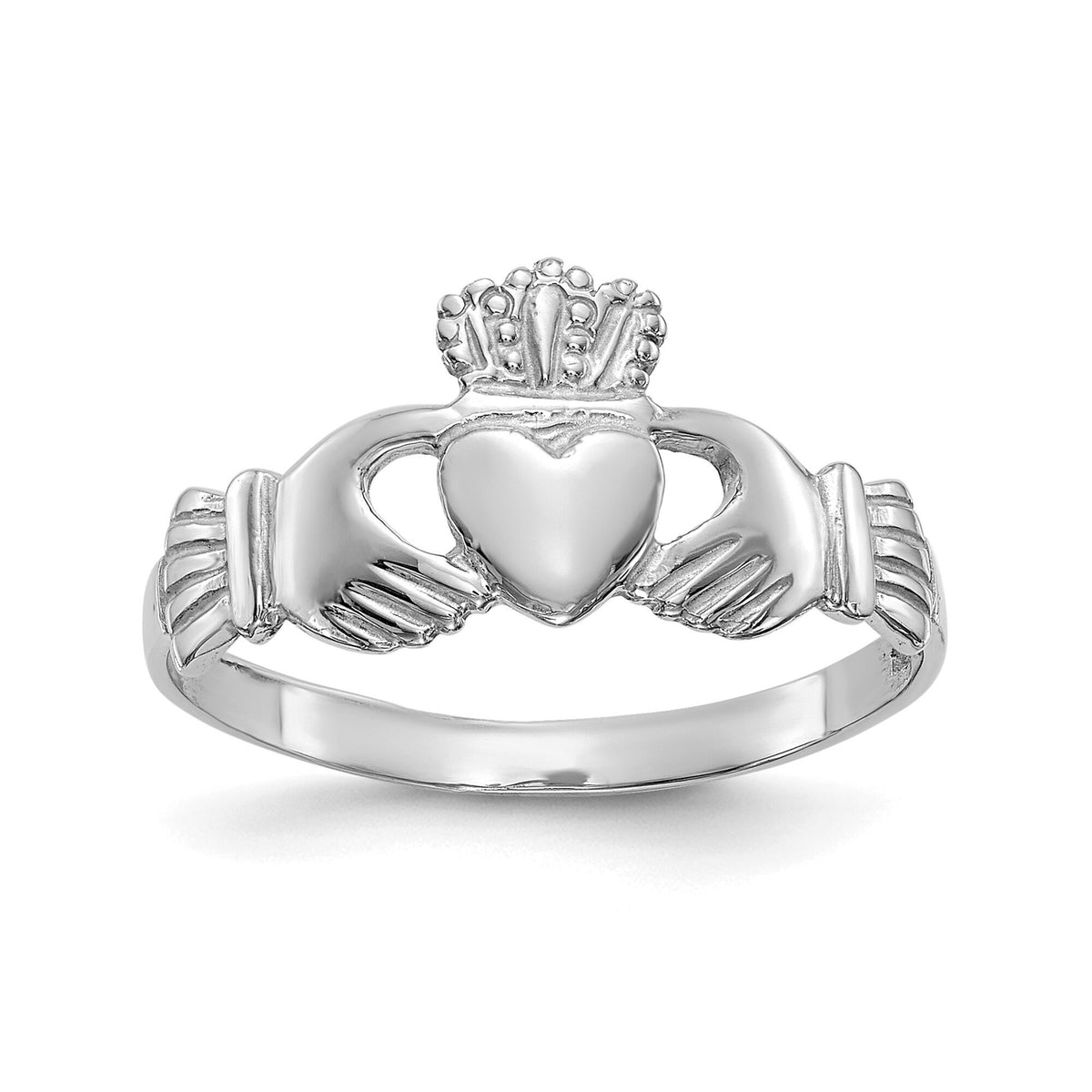 Womens Claddagh Ring Celtic Band available in 14k White Gold & 10k Yellow Gold -Gift Box Included - Made in USA