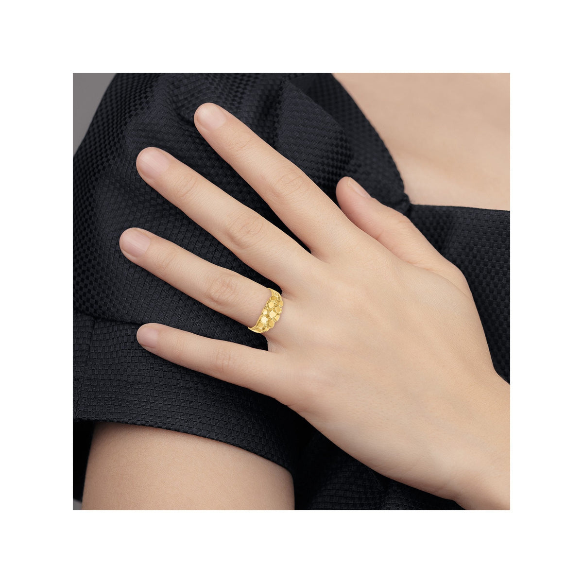 Womens 14k Gold Nugget Ring Band available in 14k Yellow Gold 2.1 Grams (Not Plated or Filled) Gift Box Included - Made in USA