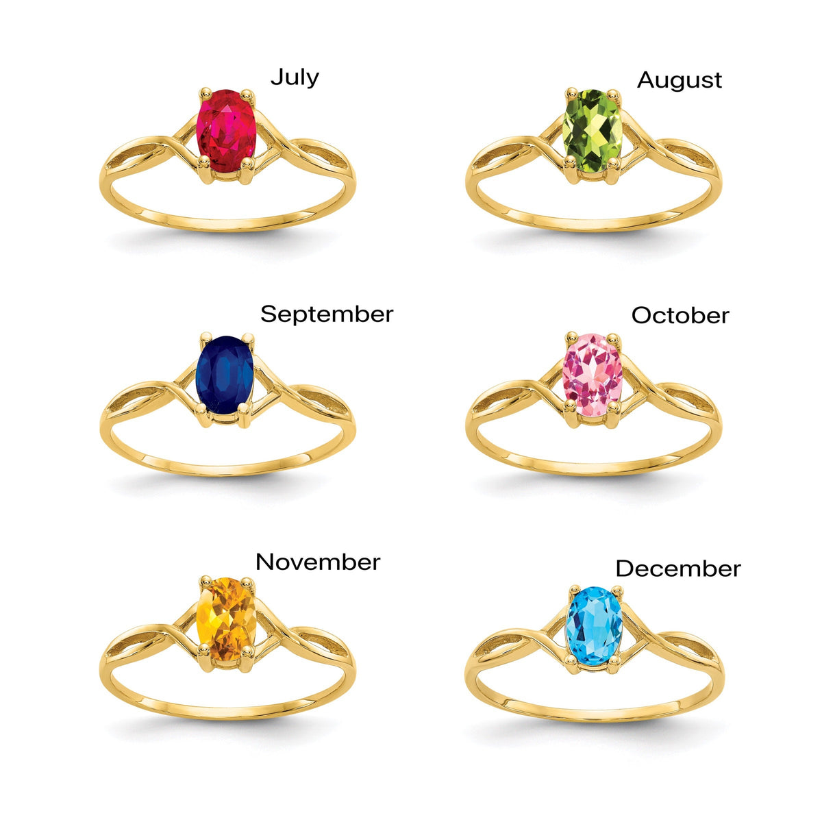 Birthstone Ring in 10k Yellow Gold (Not Plated of Filled) Genuine 10k Gold Gift Box Included - Engagement Ring Promise Ring
