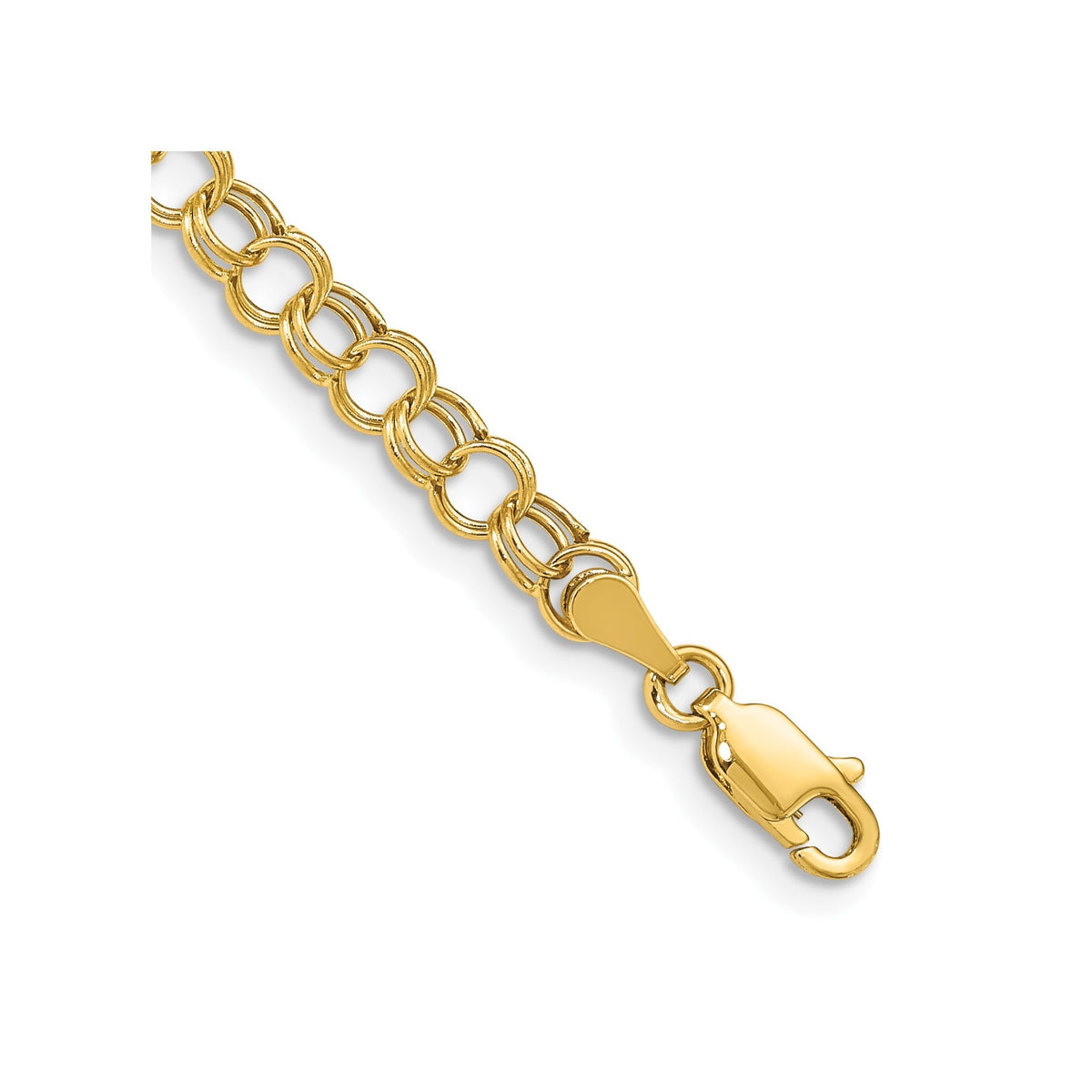 10k Yellow Gold Hollow Double Link Charm Bracelet 5mm / Gold Charm Bracelet /Gift Box Included /Double Charm Bracelet in Gold / Made in USA
