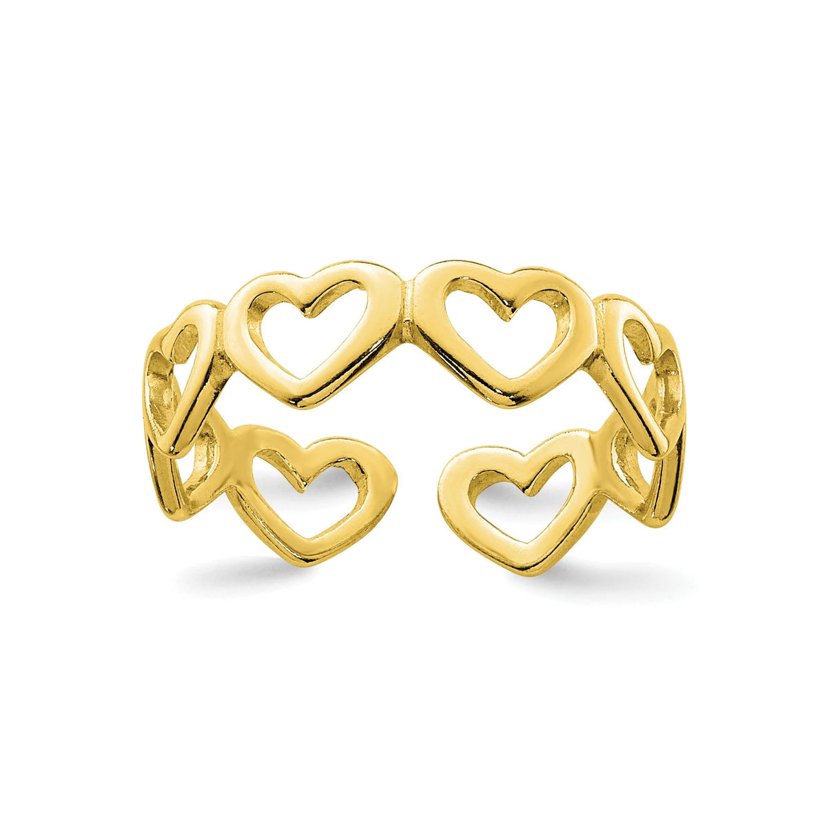 Gold Plated Sterling Silver Open Hearts Toe Ring 5mm Band- Adjustable Toe Ring Gift Box Included - Hearts Toe Ring - Ships Next Business Day