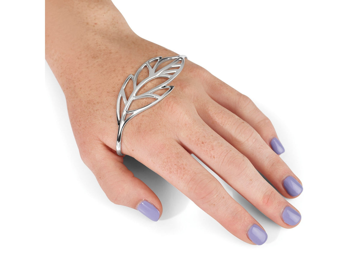 Sterling Silver Leaf Palm Bangle 7 inches / Silver Hand Bracelet / Silver Hand Bangle / Jewelry for Hand /Gift Box Included/ 14 Grams Silver