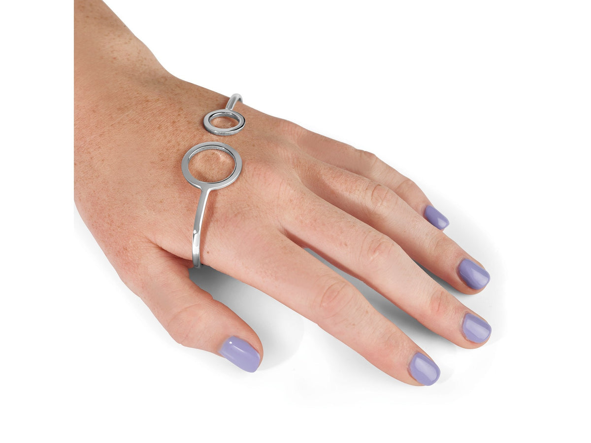 Sterling Silver Polished Circles Palm Bangle 7.75 inches / Silver Hand Bracelet / Silver Hand Bangle / Jewelry for Hand / 11.75 Grams Silver