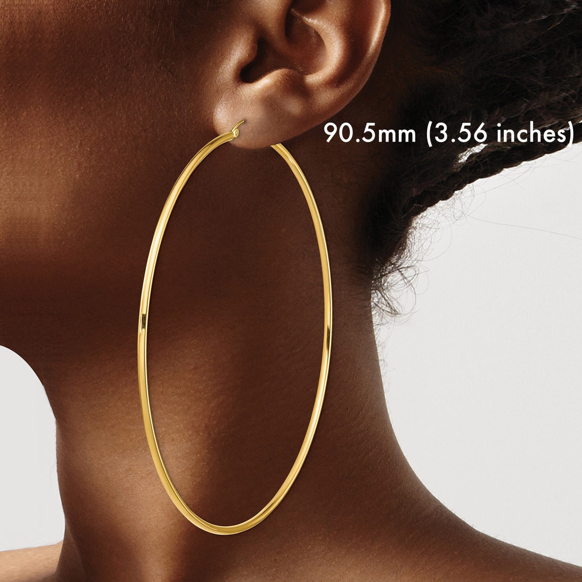 14k Yellow Gold Classic Hoops with Wire Clutch - Polished 2mm Yellow Gold Earrings (Not Plated or Filled) Gift Box Included - Ships Next Day