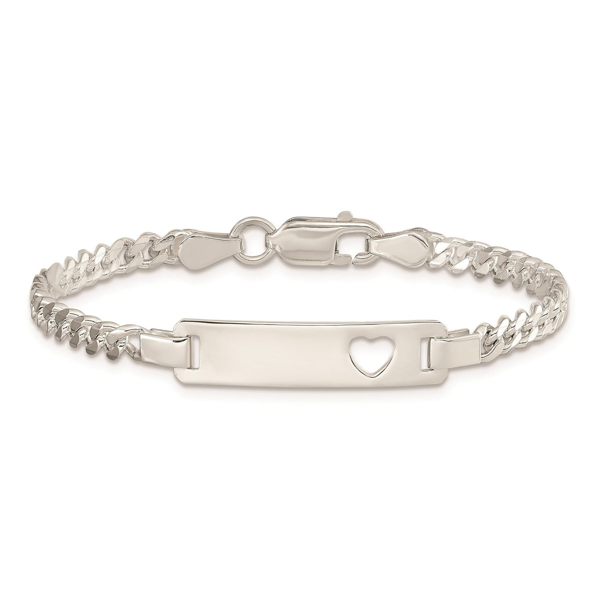 Children's Sterling Silver Personalized ID Cuban Bracelet - 5.5 inches & 6 inches  ENGRAVING  6 months -7 Years Old - Gift Box Included