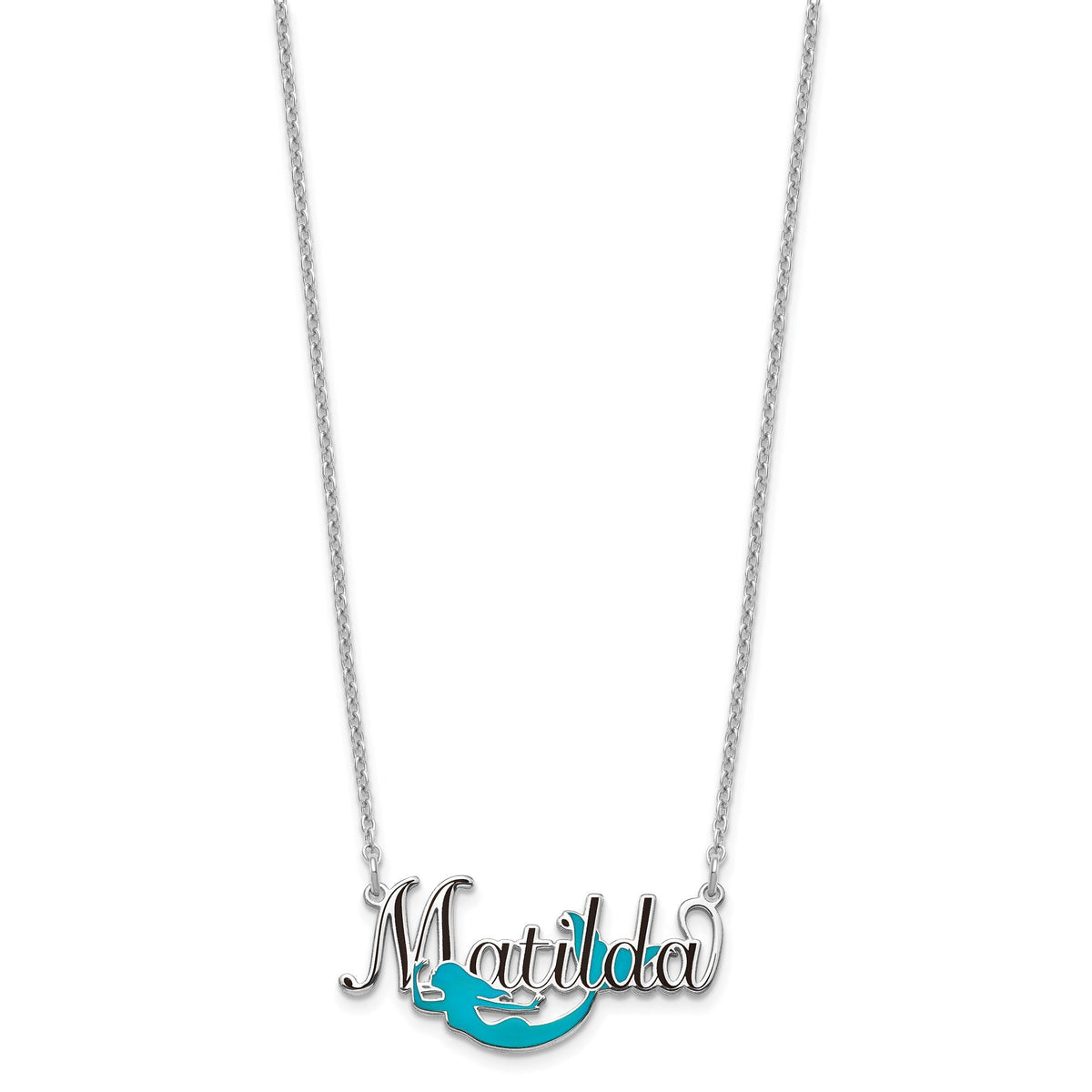 Personalized Mermaid Pendant with Epoxy Necklace (Multiple Colors Available) Gift Box Included (1.15 inches Wide) Made in USA
