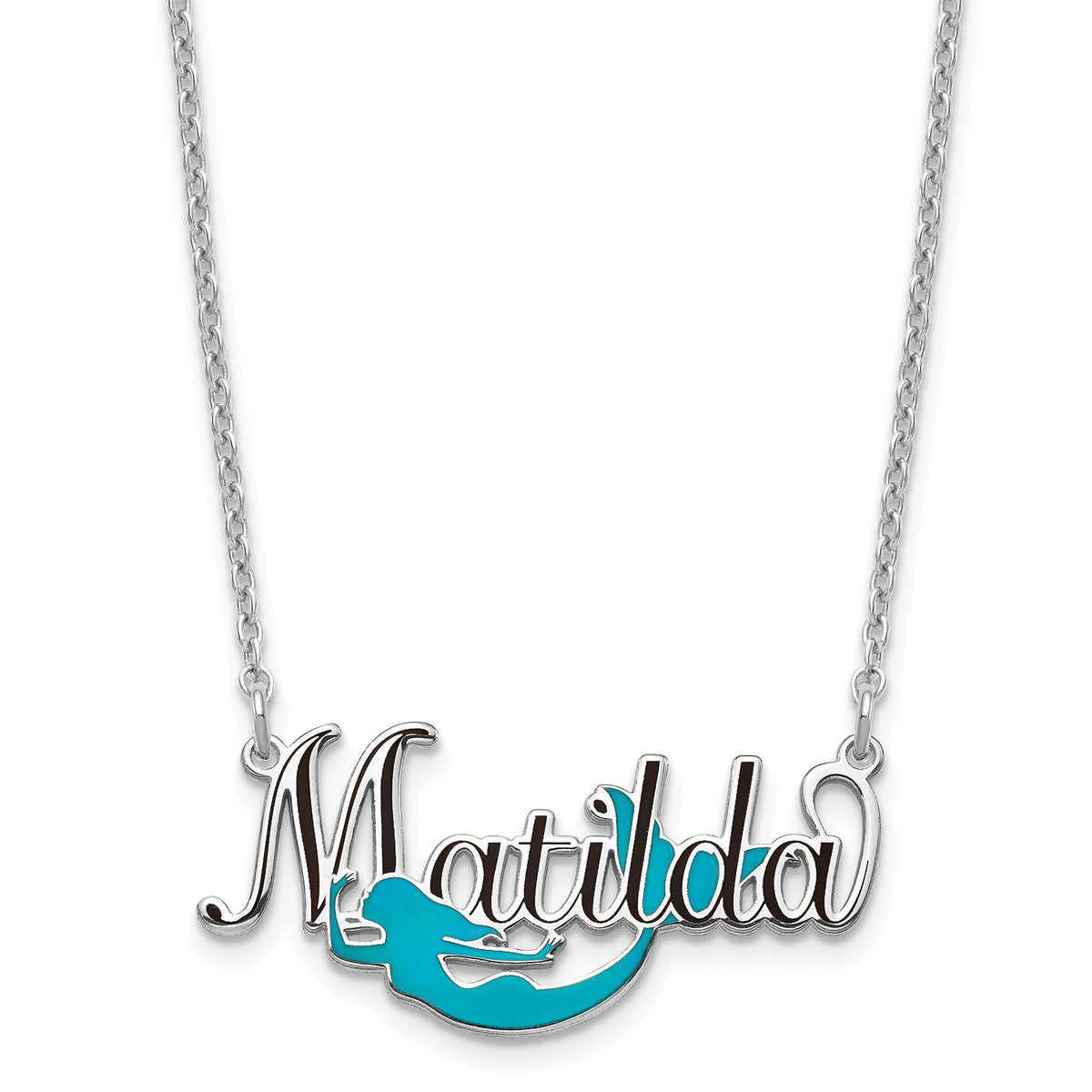 Personalized Mermaid Pendant with Epoxy Necklace (Multiple Colors Available) Gift Box Included (1.15 inches Wide) Made in USA