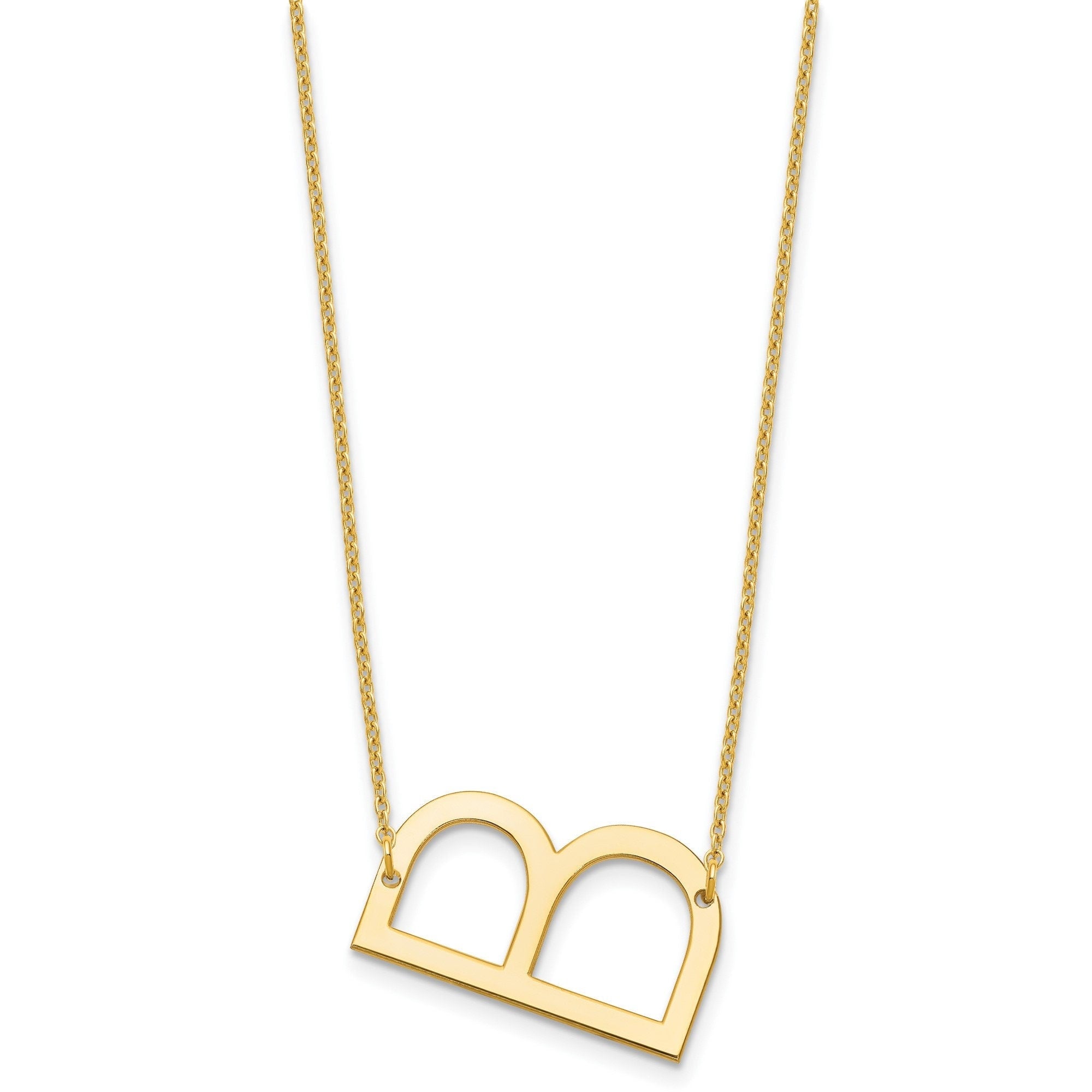 Bubble Large Initial Necklace, Letter Pendant Necklace, Big Bone Letter,  Personalized Gold Plated Alphabet Necklace