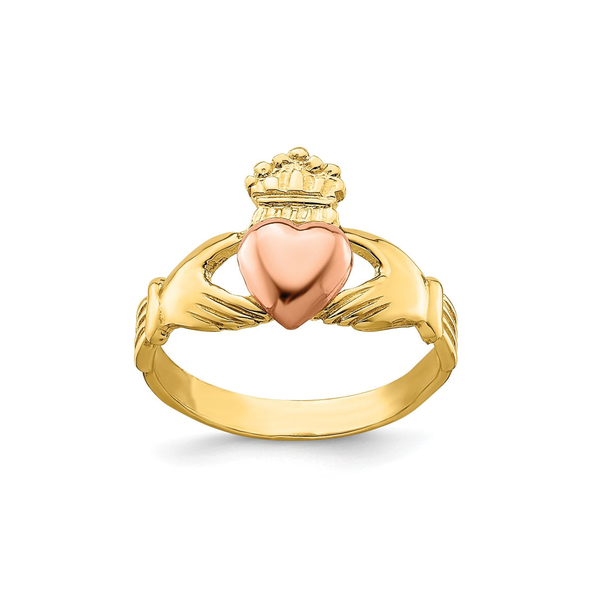 14k Two-tone Baby Claddagh Ring Baby Child  Size 1 -2 Baby to Toddler Size Children's Ring Band with Heart Child Celtic - Gift Box Included