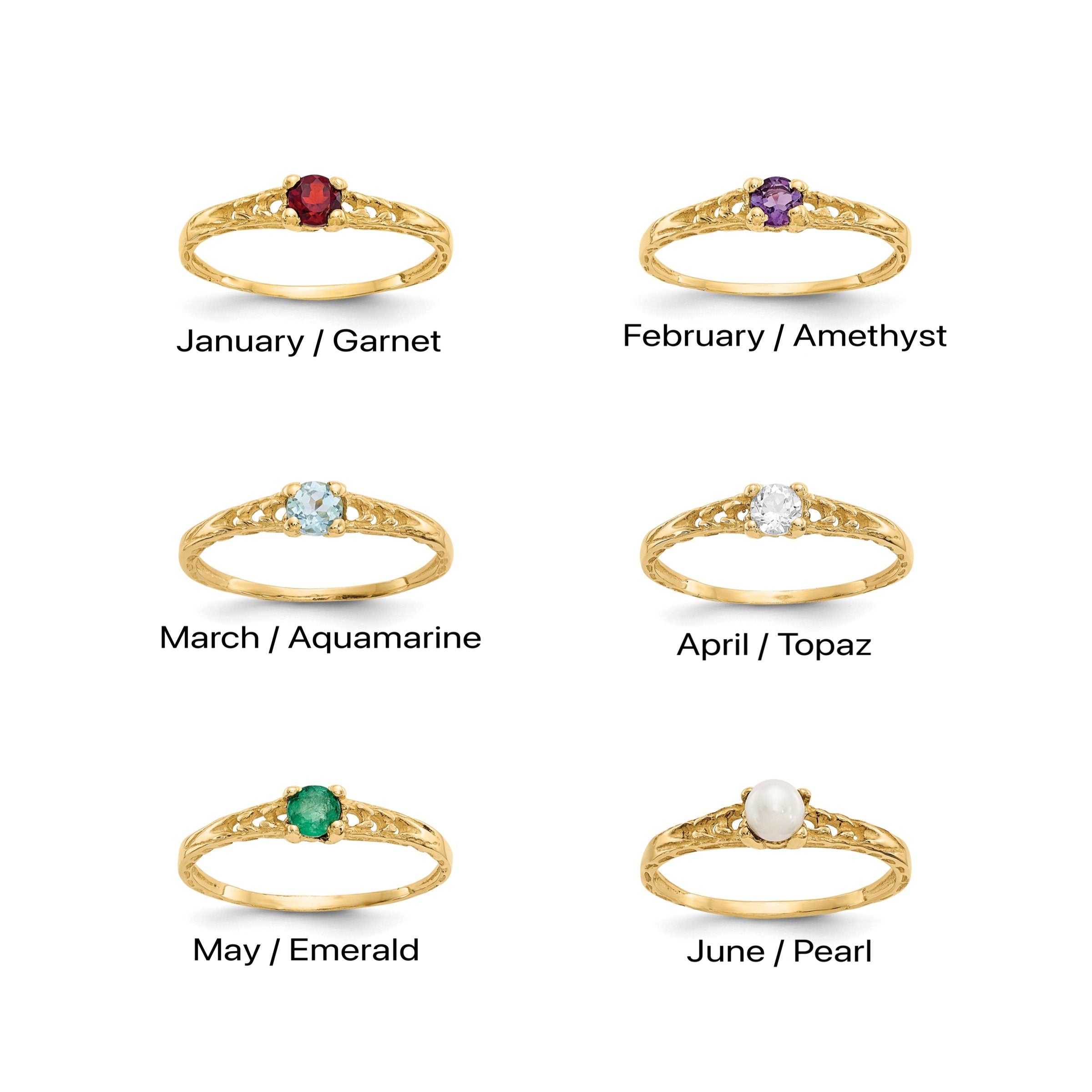 Buy Gold Birthstone Rings, January, February, March, April, May, June,  July, August, September, October, November, December, Stack Rings, Gifts  Online in India - Etsy