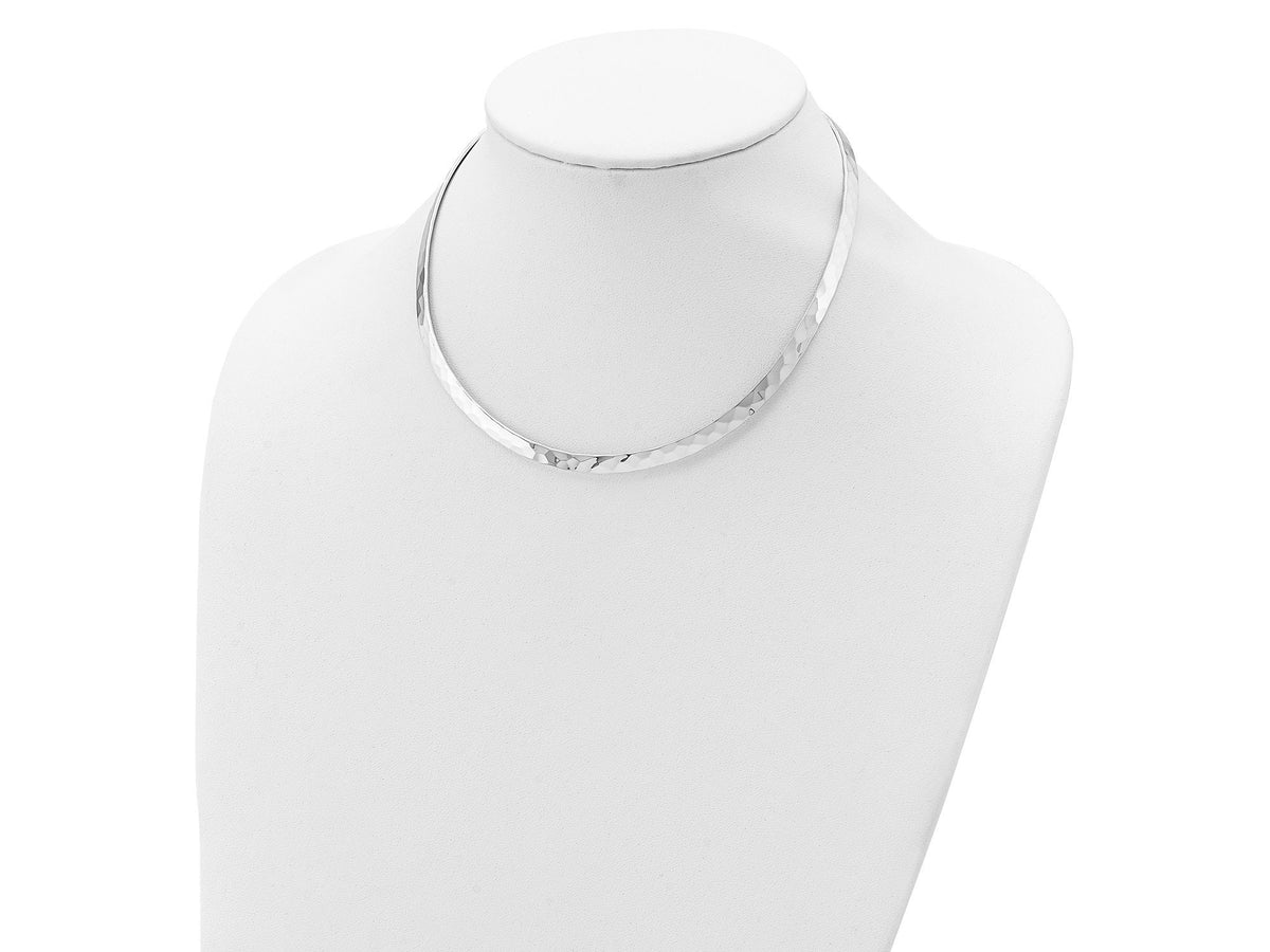 Sterling Silver Hammered 6mm Neck Collar Solid Neck Collar Slip on Solid Sterling 22 Grams 14 inches Hammered Collar Gift Box Included