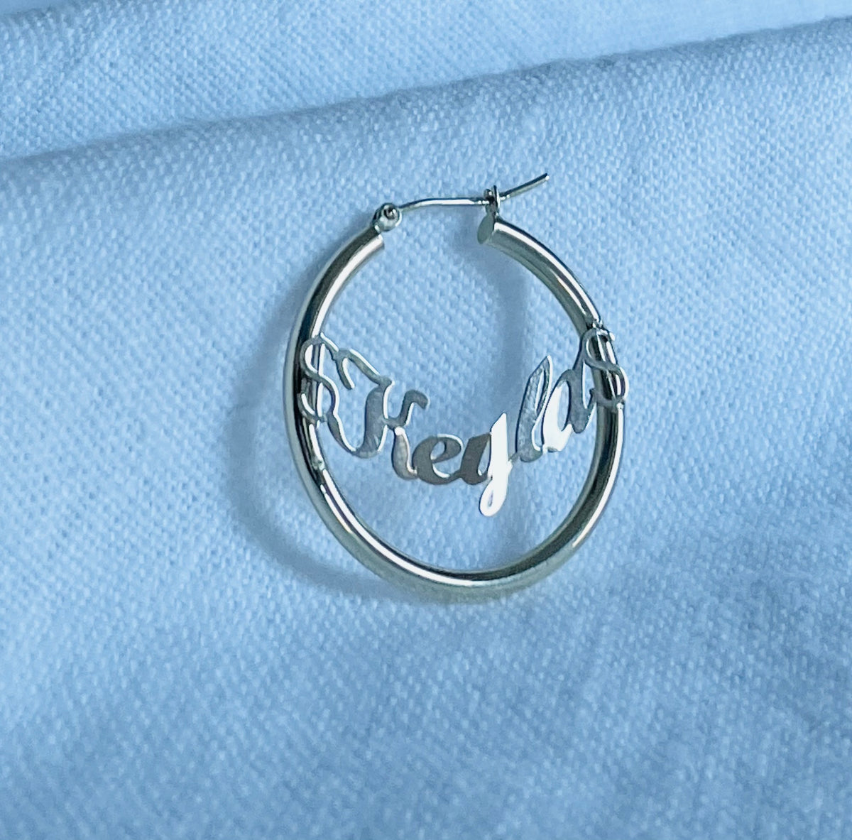 10k Yellow Gold Personalized Hoop Earrings (1.14 inches in diameter)