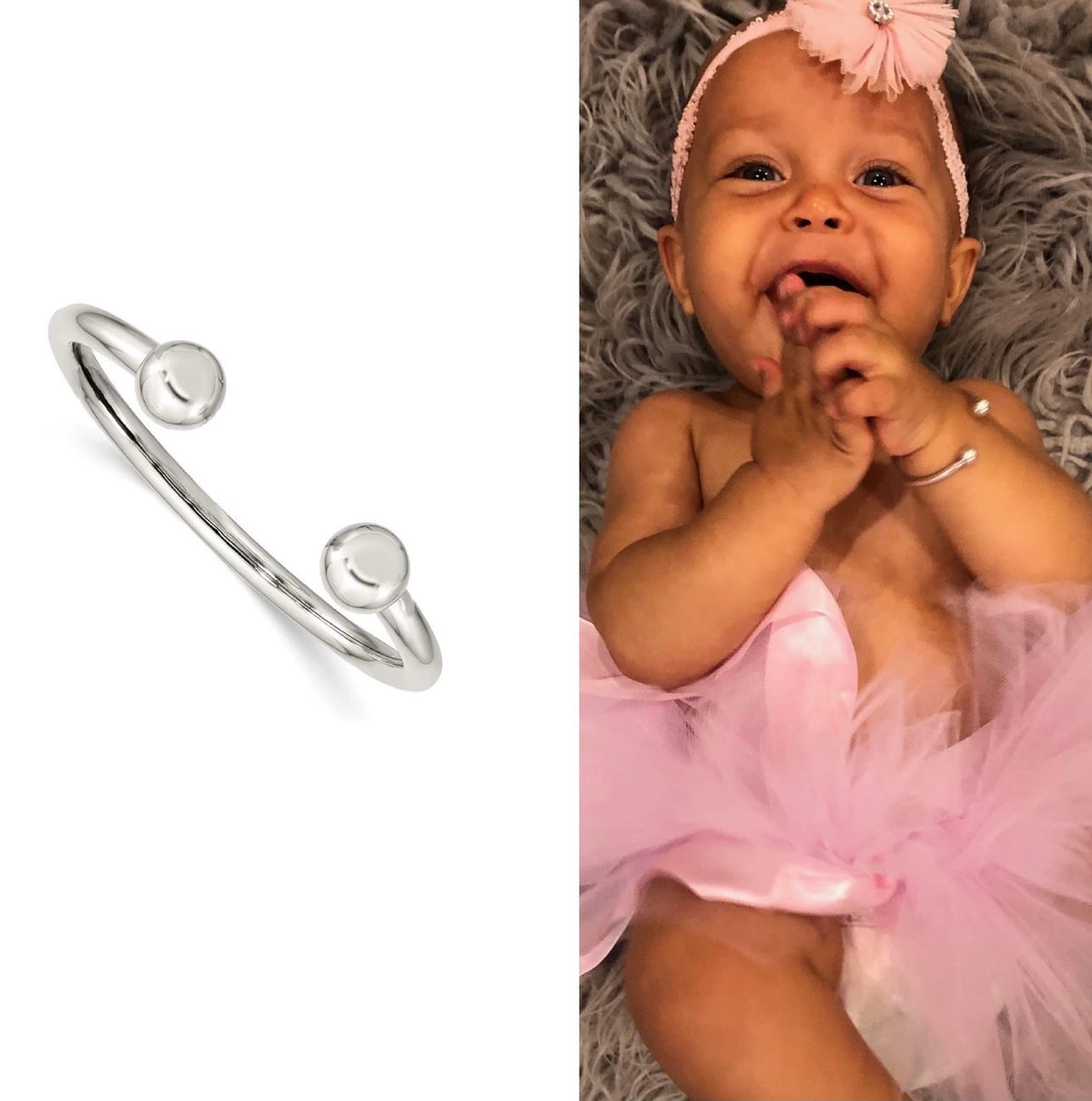 Sterling Silver Baby Bangle Bracelet  (Infant - 2 years Old) BEST SELLER