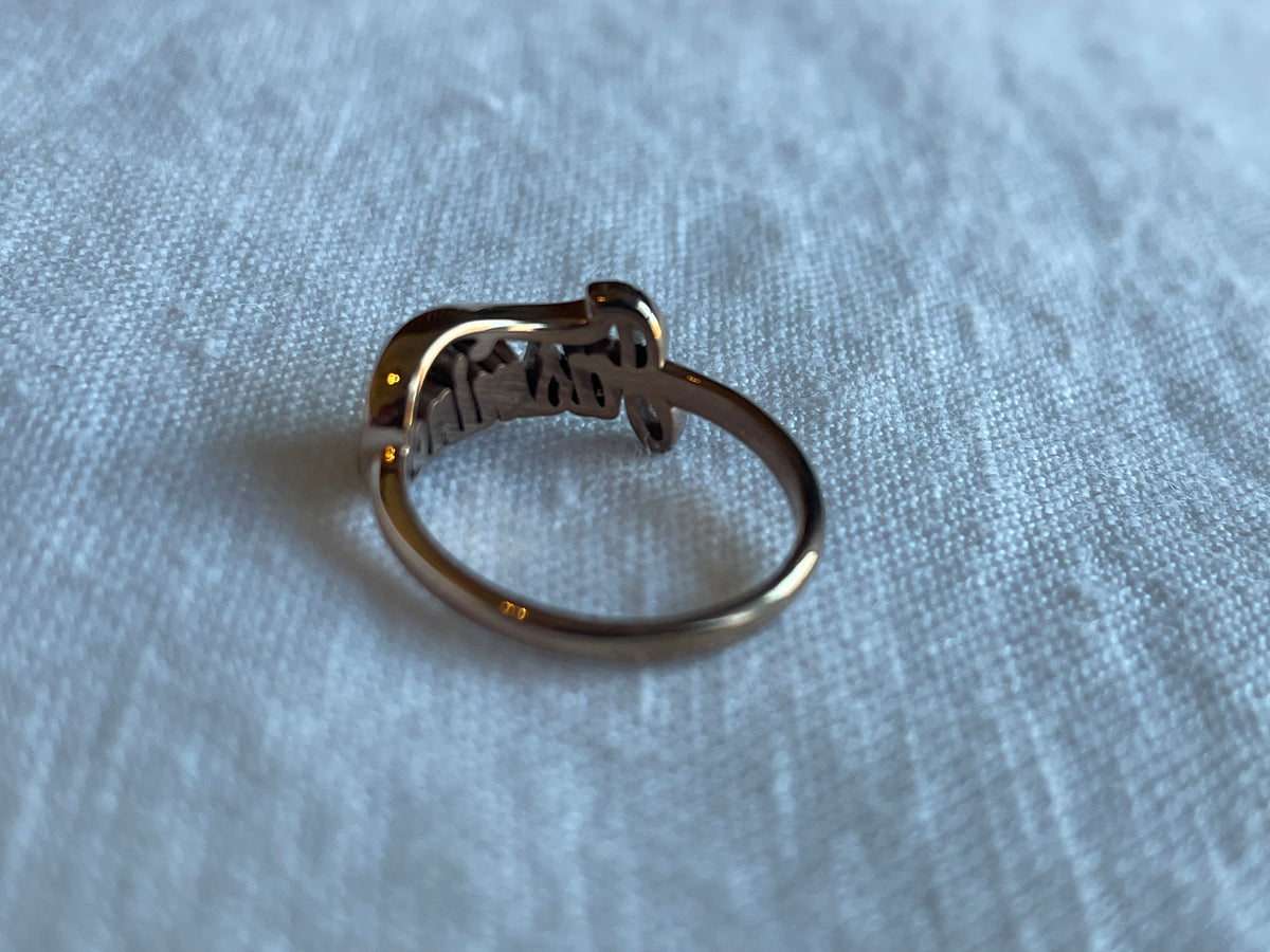 Cursive Name Ring - Available in Gold Plated, Sterling Silver, Rose Gold Plated) Casted High Polish Name Ring, Size 5 to 9