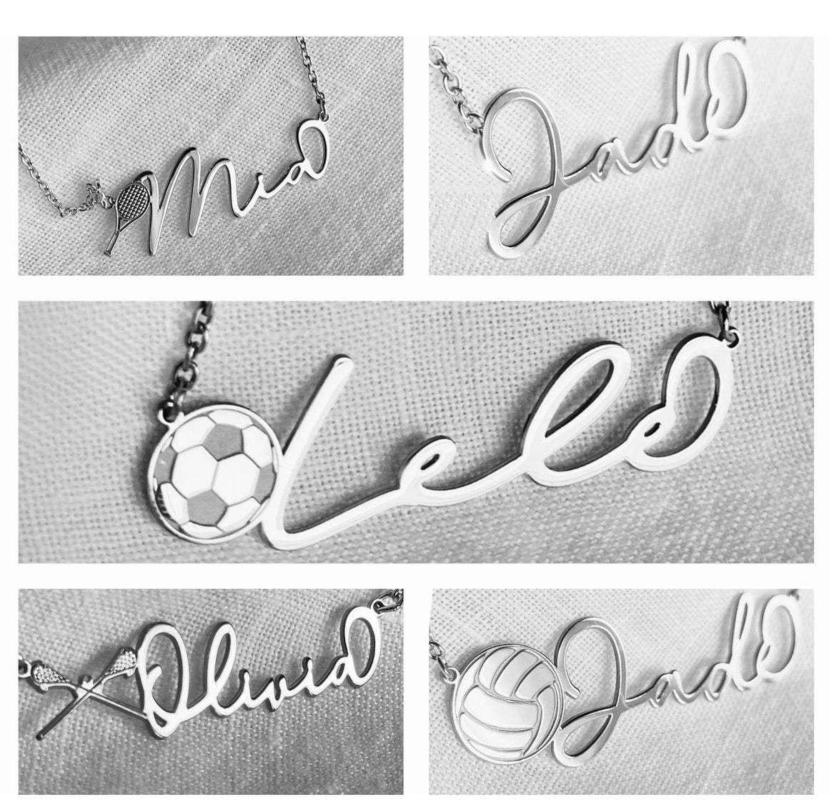 Sports Name Necklace - Multiple Font Styles & Sports/Themes Available