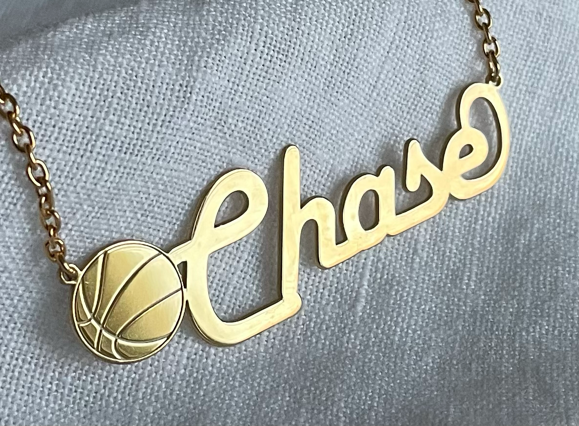 Sports Name Necklace - Multiple Font Styles & Sports/Themes Available